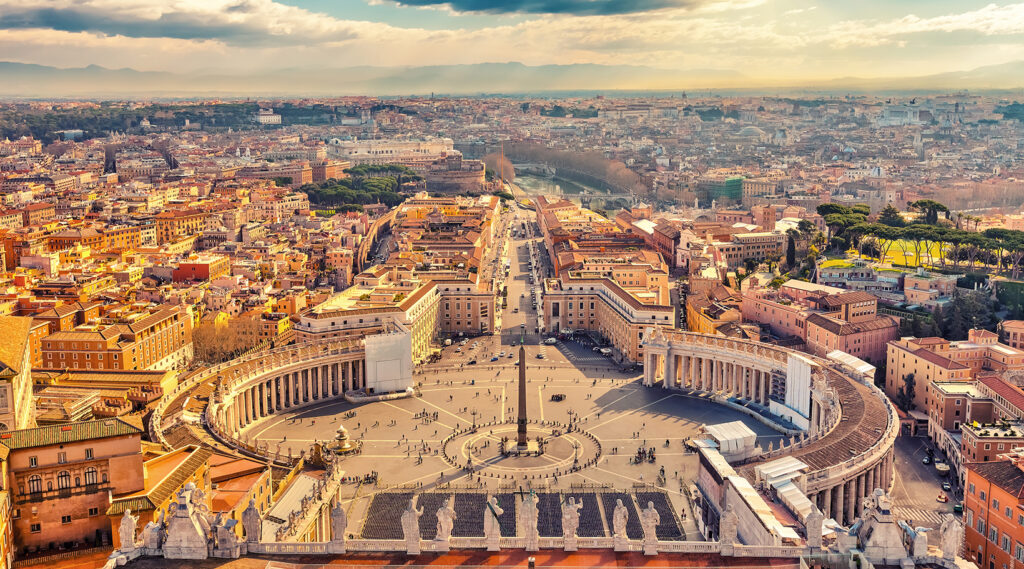 Panoramic view of the St. Peter's Square in The Vatican